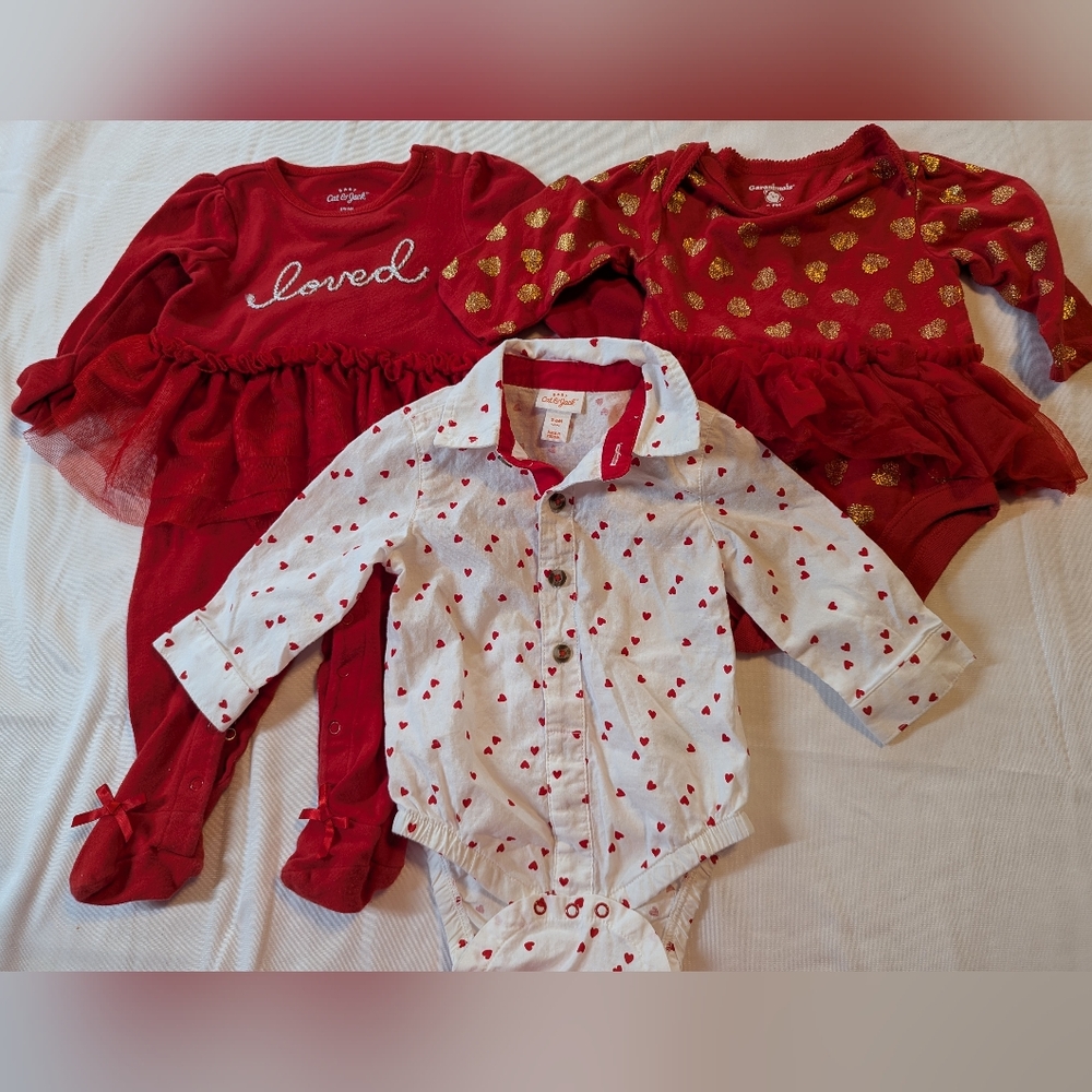 Infant Girls Valentine's Day Bundle Set Of 3 Outfits Size 3 -6 Months
